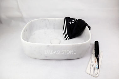 Bianco Carrara  Stone Sink Basin , Decorative Bathroom Sinks Easy Maintenance
